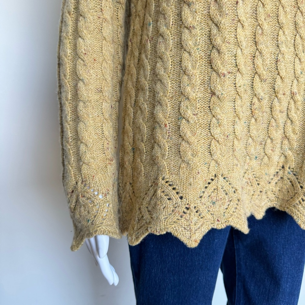 Vintage Alain Manoukian Italy Merino Wool Sweater Turtleneck Lace Cable Knit - Picture 4 of 17